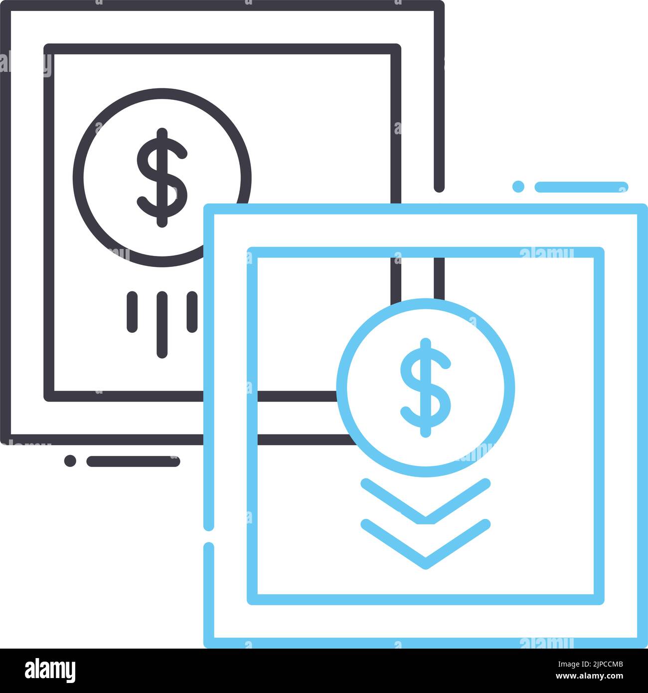 icône de ligne de portail de transfert d'argent, symbole de contour, illustration de vecteur, signe de concept Illustration de Vecteur