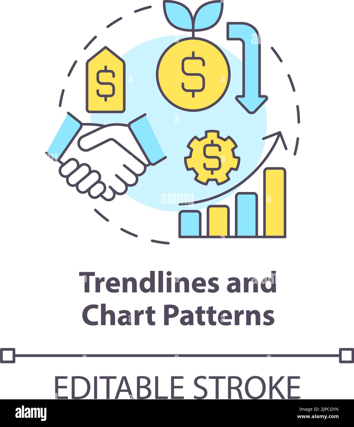 Icône de concept de lignes de tendances et de motifs de graphique Illustration de Vecteur