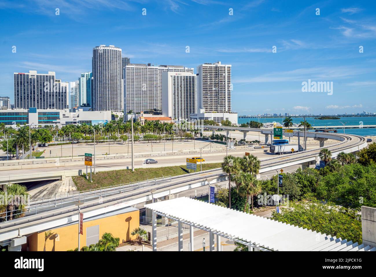 MC Arthur Causeway Downtown Miami City, Floride du Sud, États-Unis Banque D'Images MC Arthur Causeway Downtown Miami City, Floride du Sud, États-Unis Banque D'Images