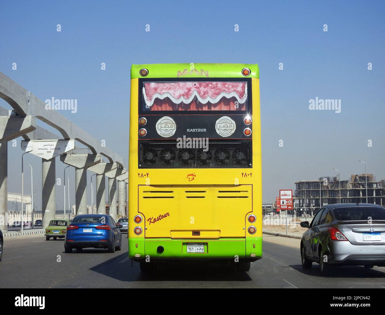 Le Caire, l'Egypte, 19 juillet 2022 Un bus égyptien à impériale de