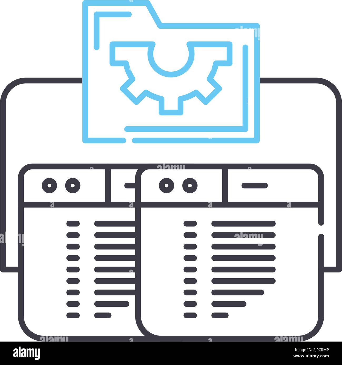 icône de ligne de dossier de projet, symbole de contour, illustration vectorielle, signe de concept Illustration de Vecteur