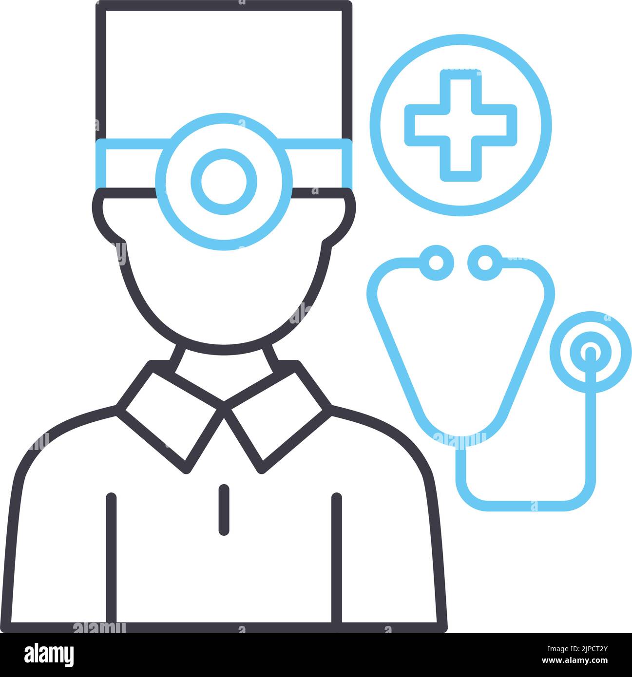 icône de ligne de médecin personnel, symbole de contour, illustration vectorielle, signe de concept Illustration de Vecteur