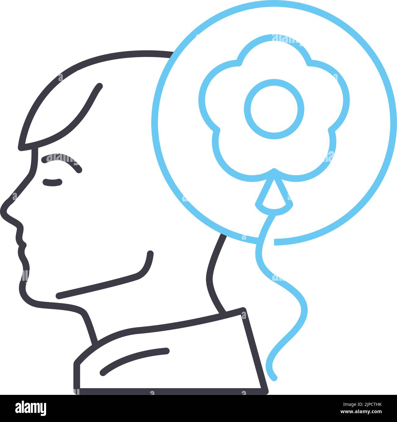 icône de ligne de déverrouillage mental, symbole de contour, illustration vectorielle, signe de concept Illustration de Vecteur