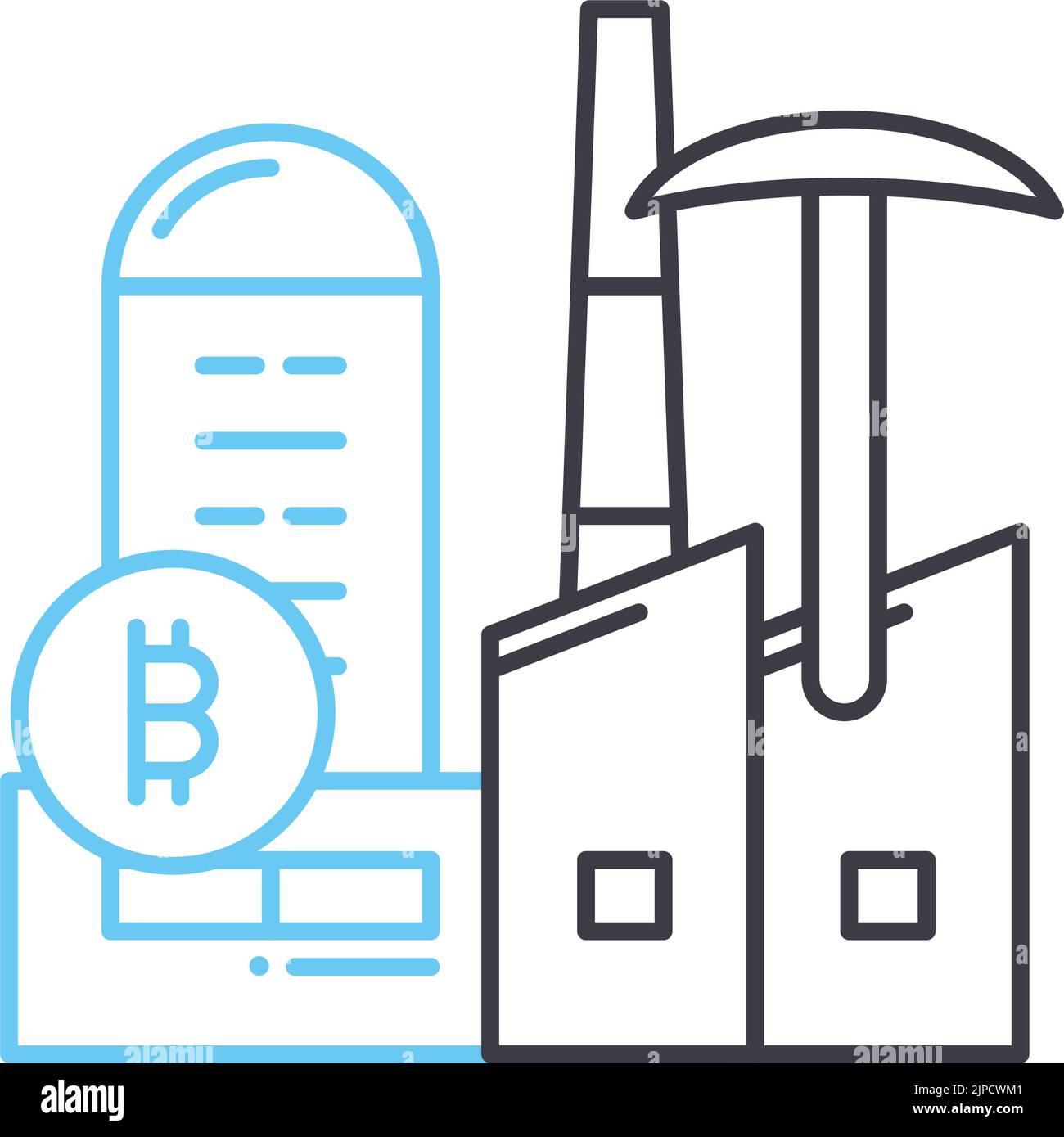 icône de ligne d'usine minière, symbole de contour, illustration vectorielle, signe de concept Illustration de Vecteur