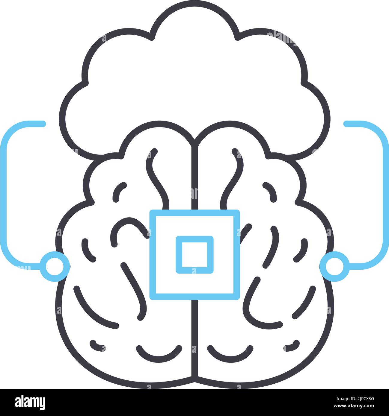 icône de ligne d'apprentissage machine, symbole de contour, illustration vectorielle, signe de concept Illustration de Vecteur