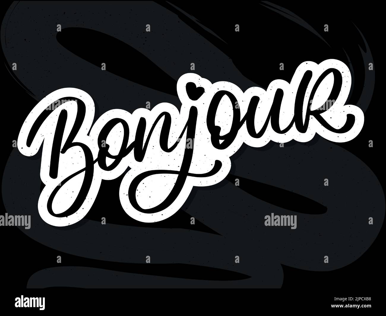 Bonjour Paris phrase Vector Lettering Calligraphie Brush Tableau noir Illustration de Vecteur