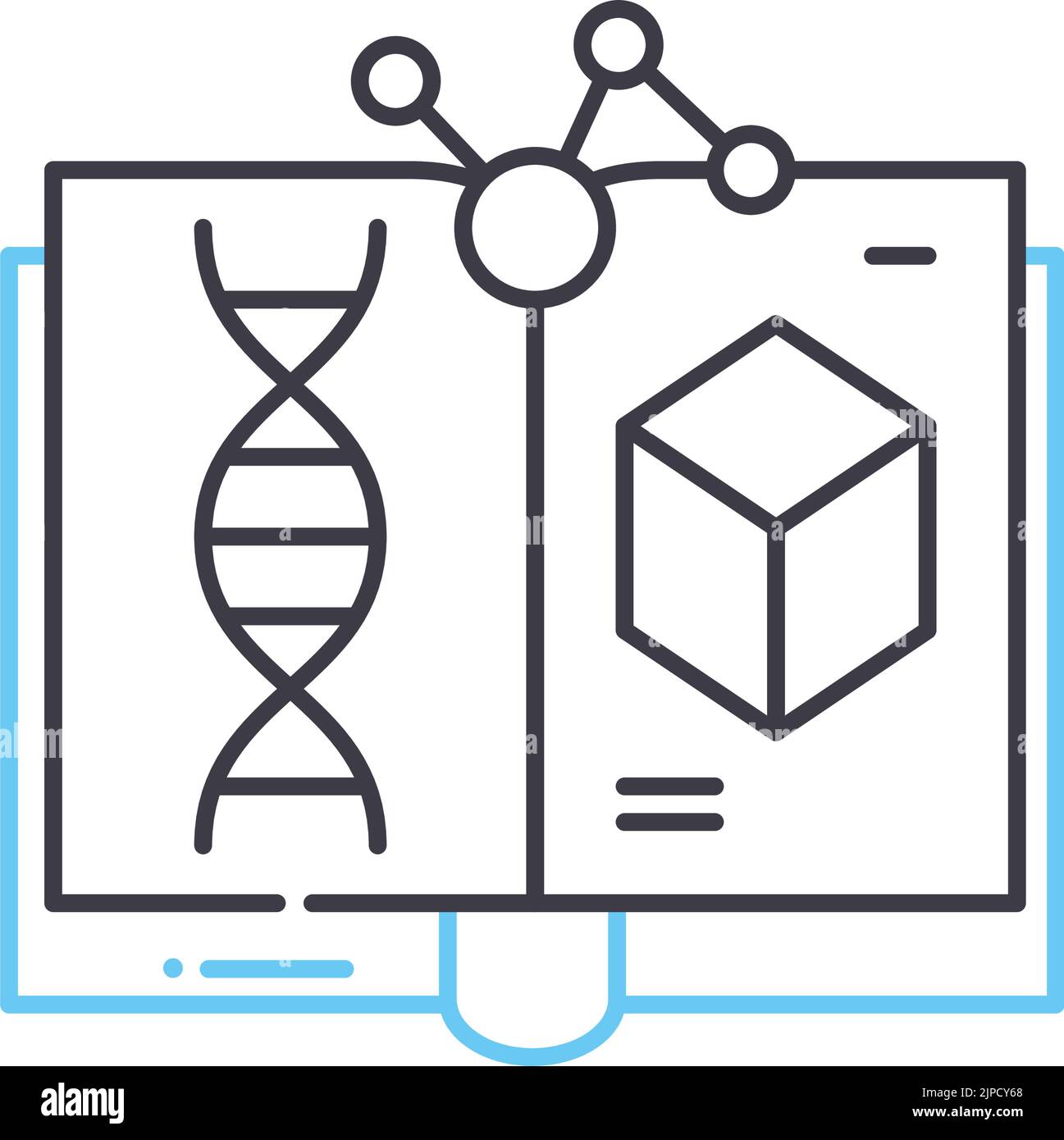 icône de ligne de littérature scientifique, symbole de contour, illustration vectorielle, signe de concept Illustration de Vecteur
