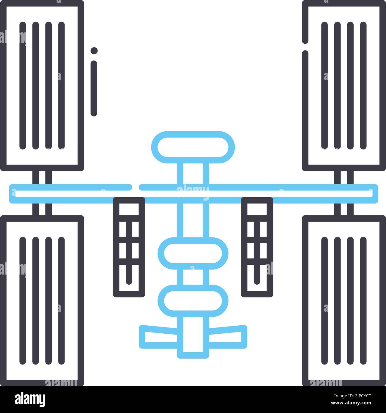 icône de ligne de station spatiale orbitale, symbole de contour ...