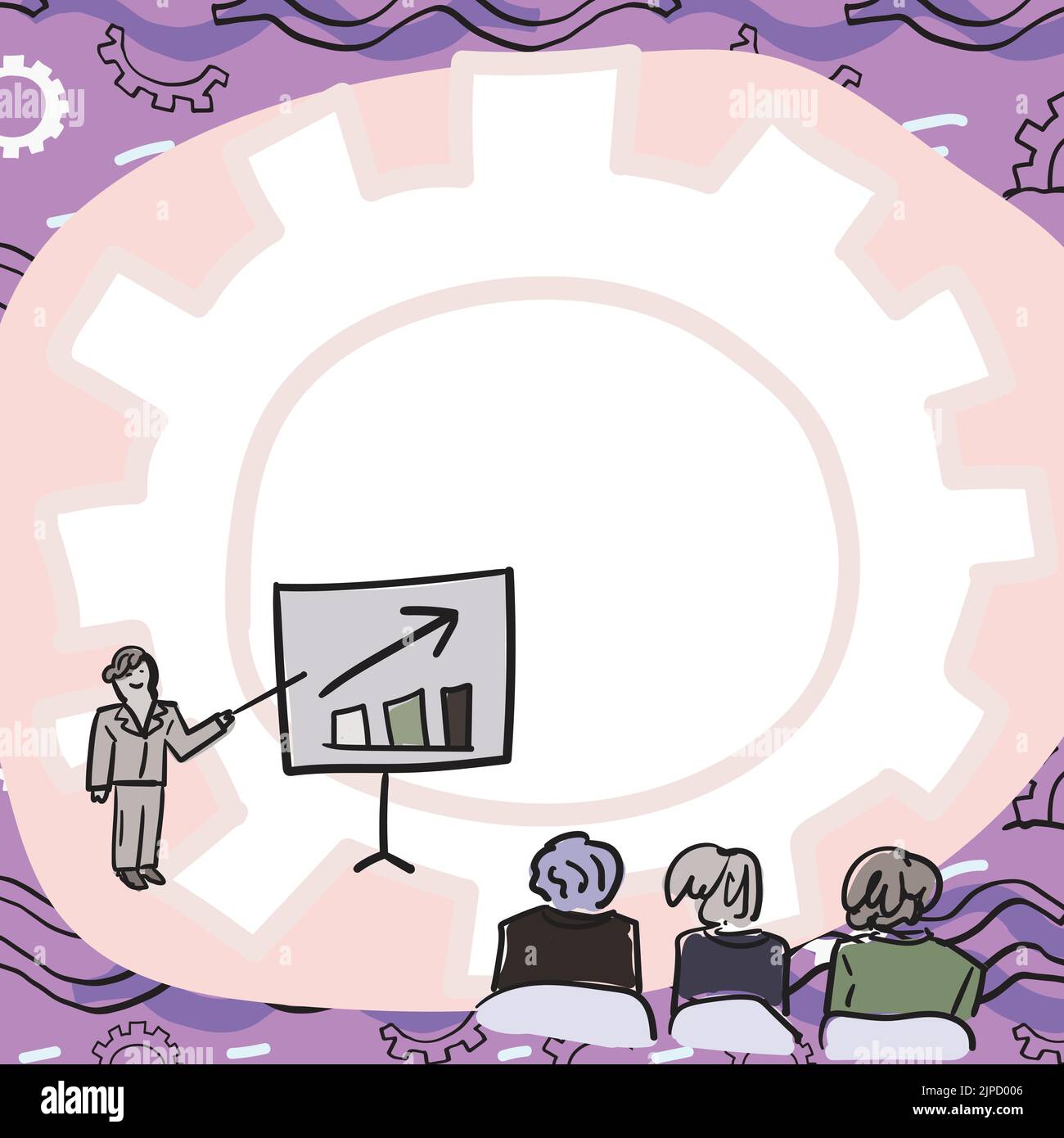 Membres de l'équipe qui regardent le tableau blanc représentant les nouvelles solutions Illustration de Vecteur