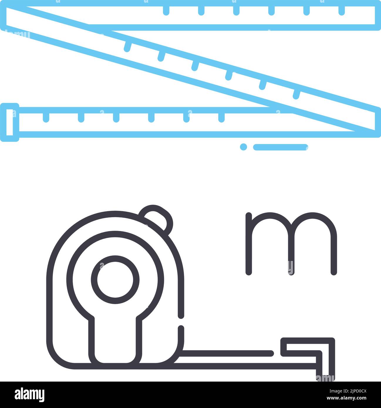 icône de ligne de mesure de bande, symbole de contour, illustration vectorielle, signe de concept Illustration de Vecteur