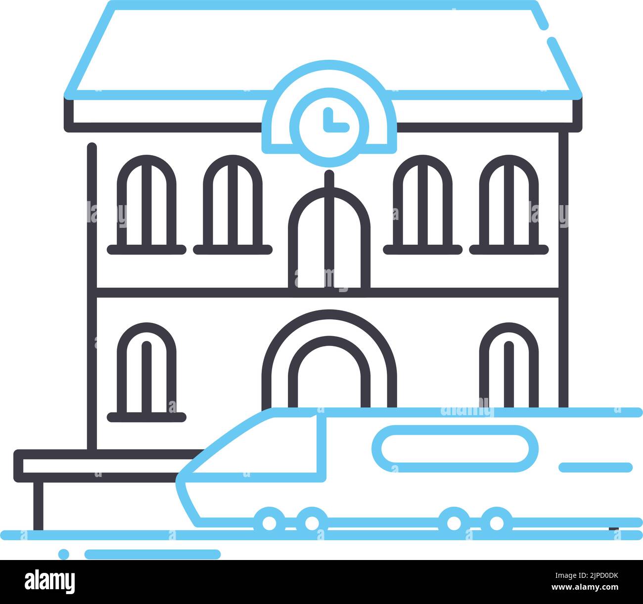 icône de ligne de gare, symbole de contour, illustration vectorielle, signe de concept Illustration de Vecteur