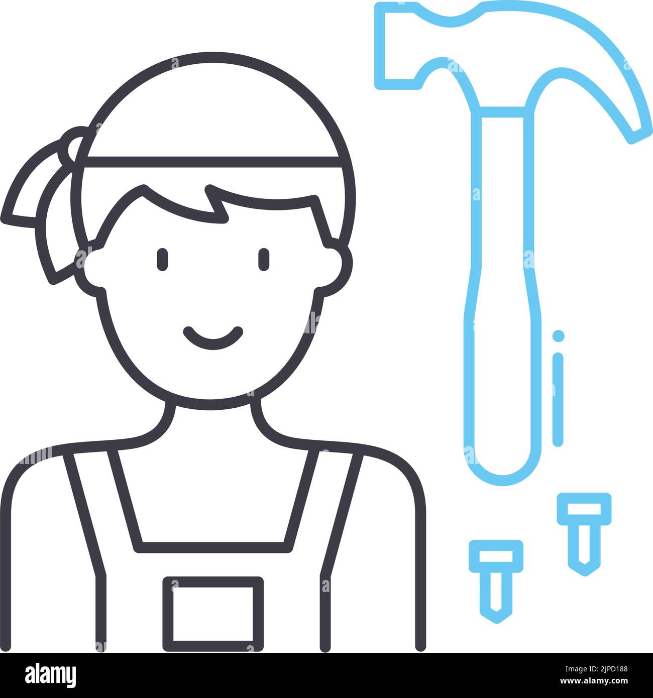 icône de ligne de services de handyman, symbole de contour, illustration vectorielle, signe de concept Illustration de Vecteur