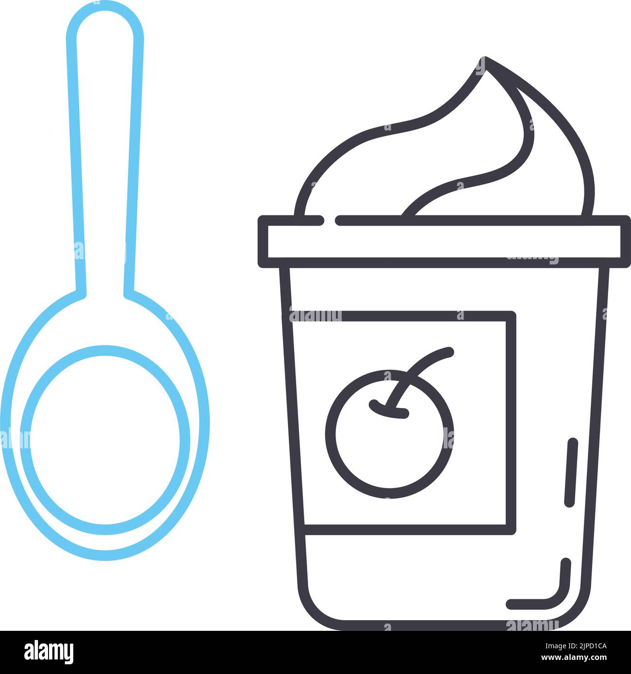 icône de ligne de yaourt, symbole de contour, illustration vectorielle, signe de concept Illustration de Vecteur