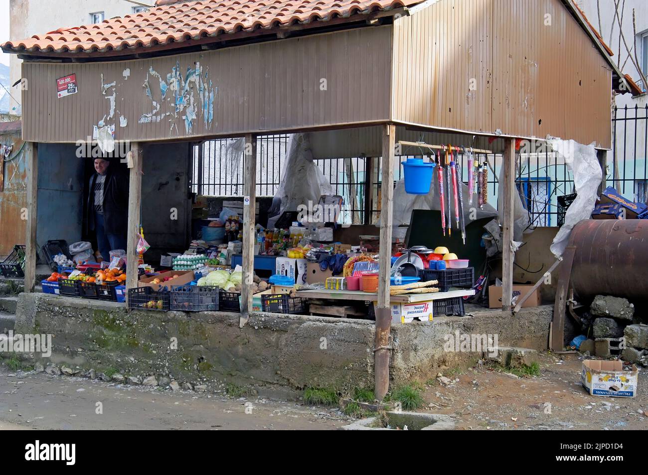 Marché de rue, centre de Tirana, Albanie Banque D'Images