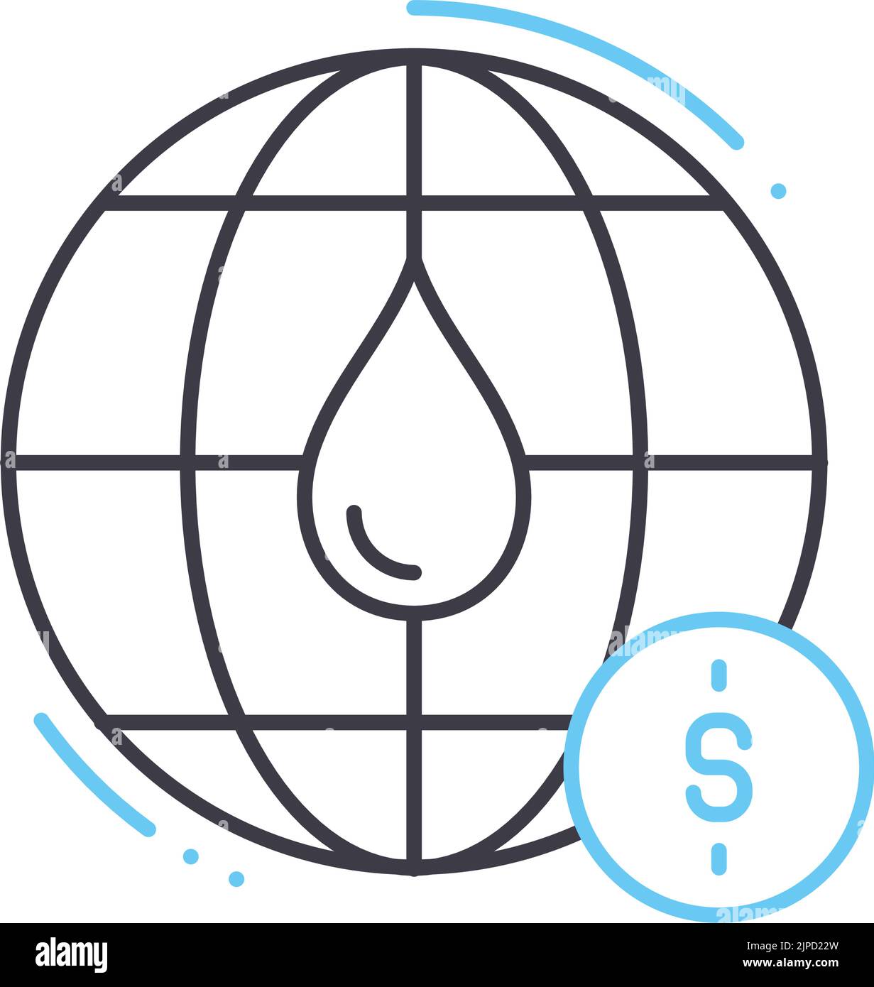 icône de la ligne de globalisation du pétrole, symbole de contour, illustration vectorielle, signe de concept Illustration de Vecteur