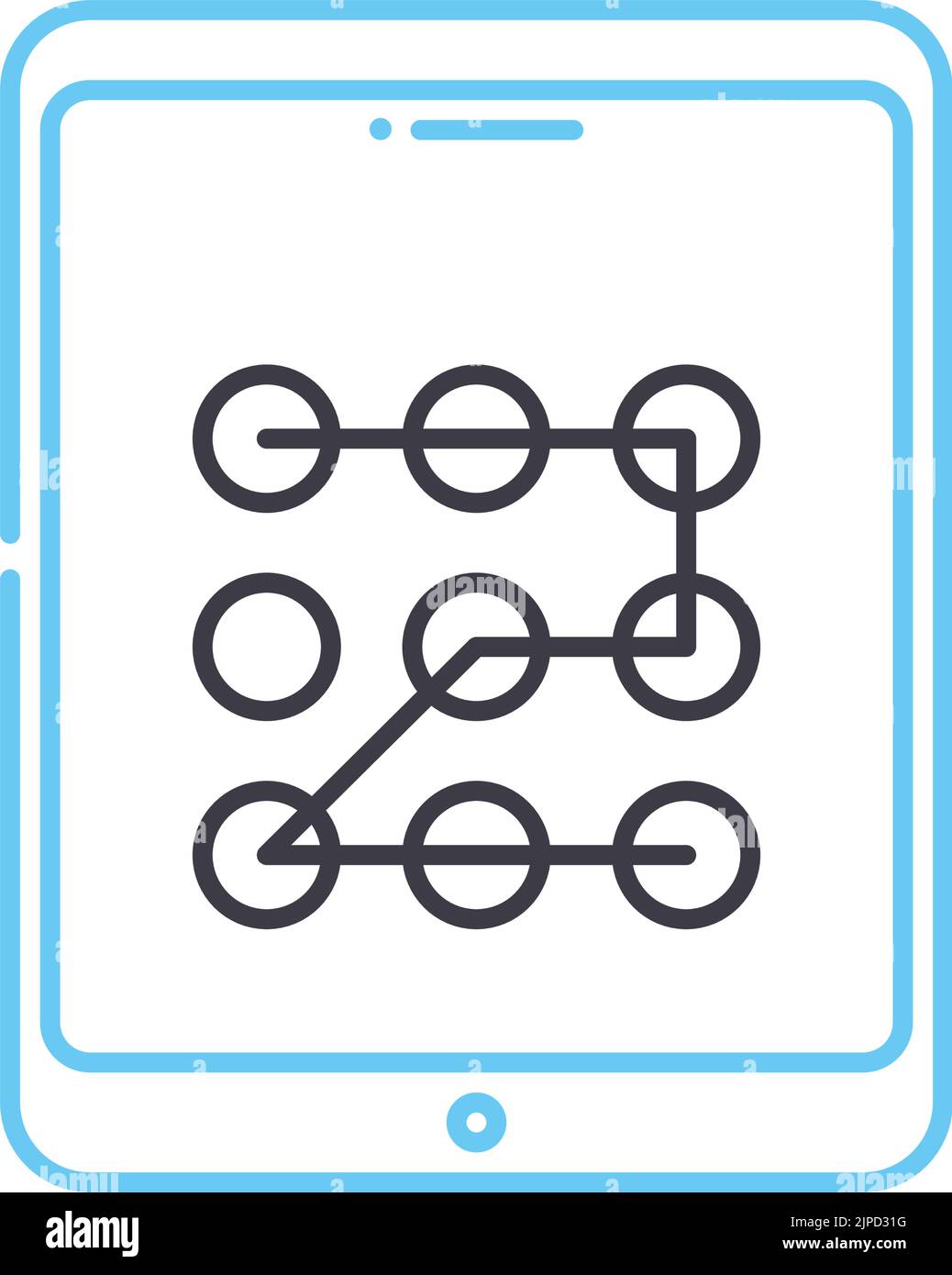 icône de ligne de code pin de sécurité mobile, symbole de contour ...