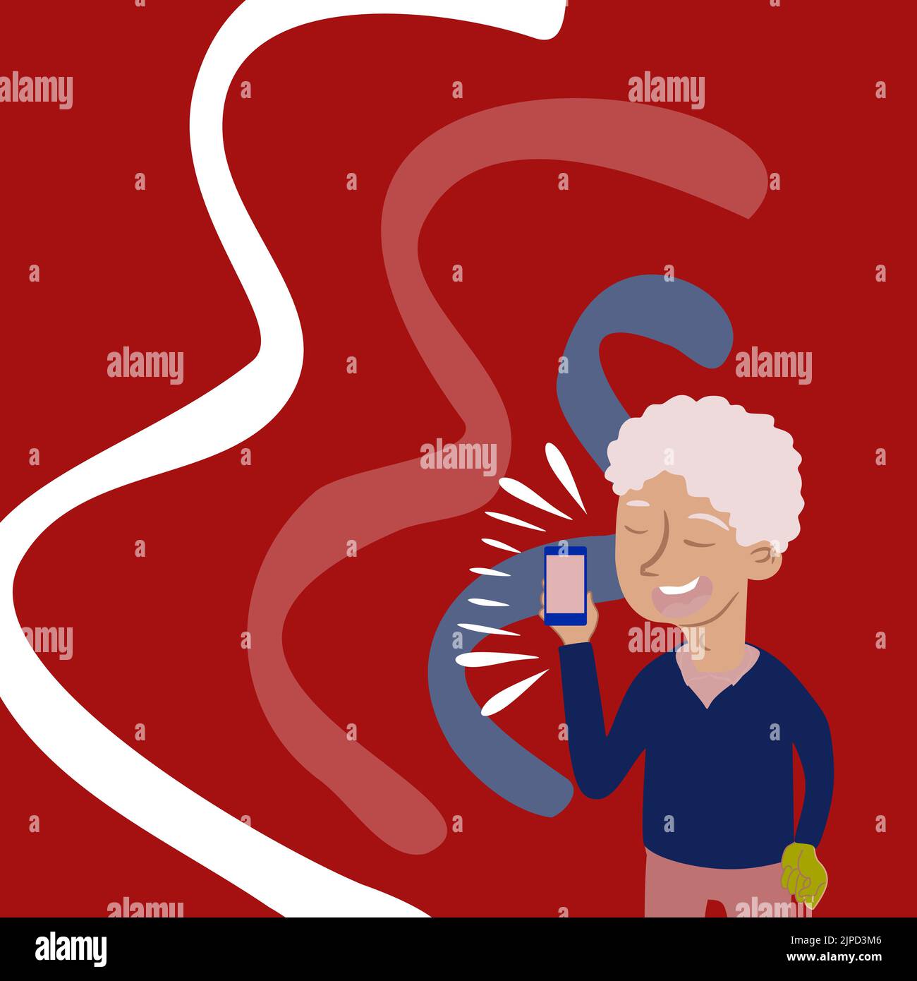 Les hommes d'affaires parlent sur les téléphones mobiles et présentent des idées importantes. Illustration de Vecteur