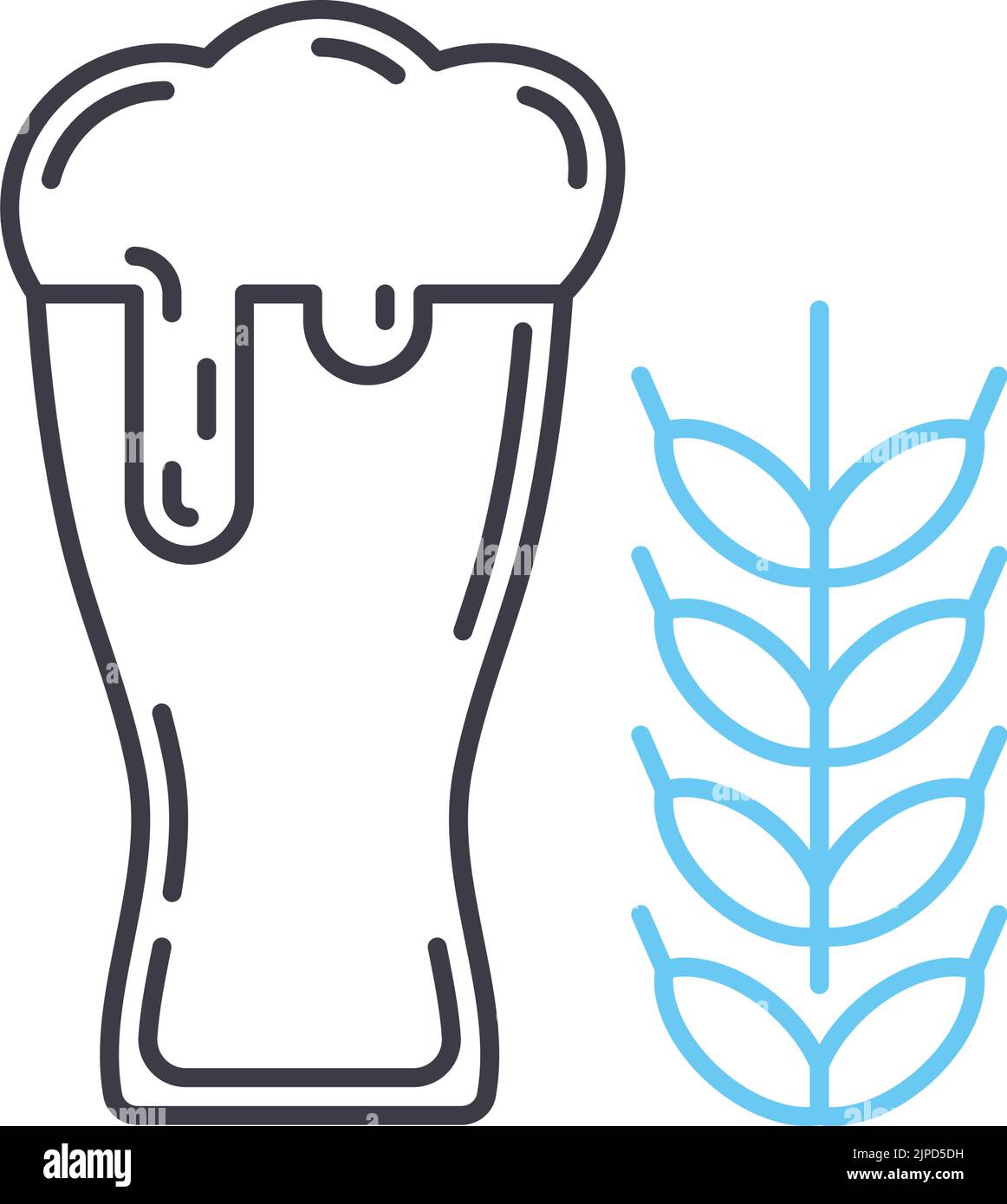 icône de ligne de verre de bière de blé, symbole de contour, illustration vectorielle, signe de concept Illustration de Vecteur