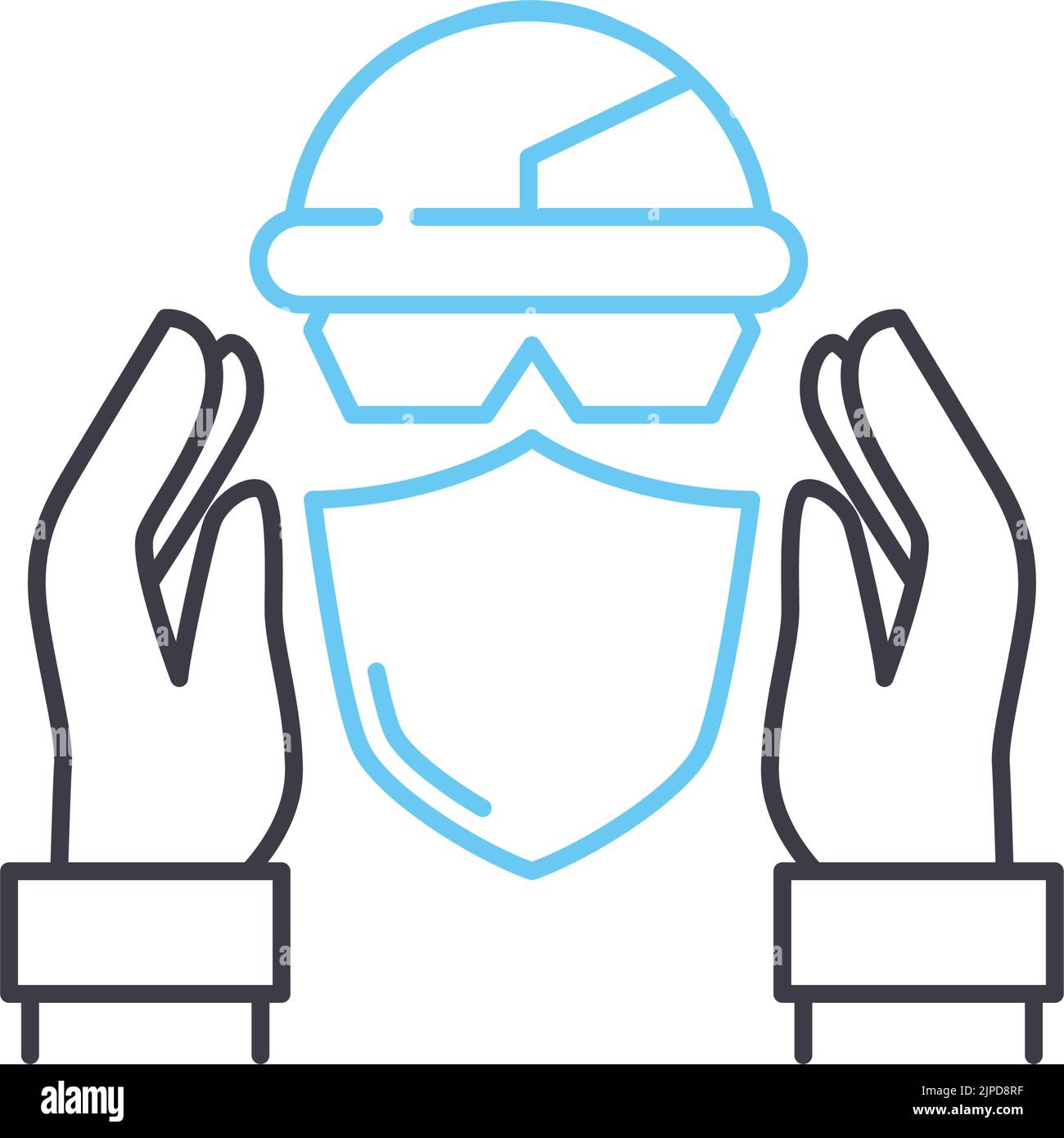 icône de ligne de sécurité de travail, symbole de contour, illustration vectorielle, signe de concept Illustration de Vecteur