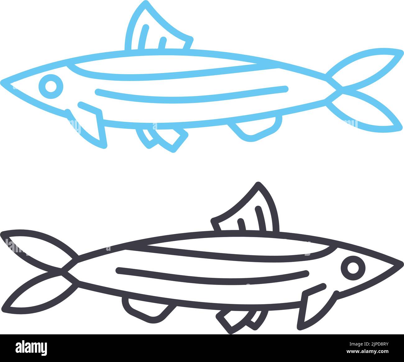 icône de ligne sardine, symbole de contour, illustration vectorielle, signe de concept Illustration de Vecteur