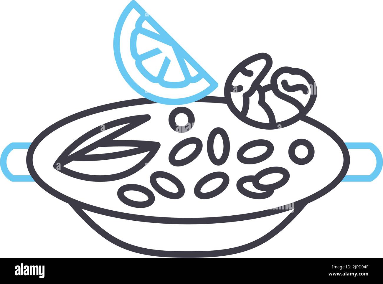 icône de ligne de paella, symbole de contour, illustration vectorielle, signe de concept Illustration de Vecteur
