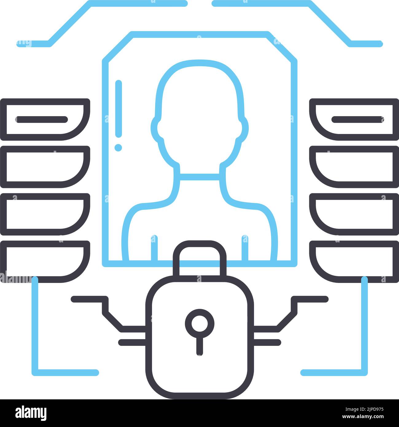 icône de ligne de données personnelles, symbole de contour, illustration vectorielle, signe de concept Illustration de Vecteur