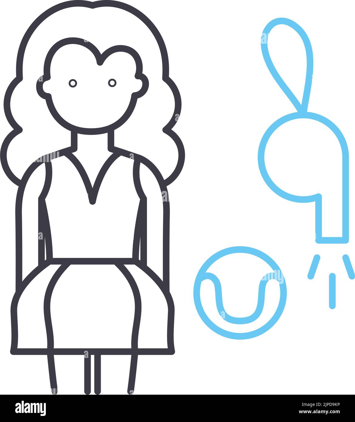 icône de ligne de joueur de tennis, symbole de contour, illustration vectorielle, signe de concept Illustration de Vecteur