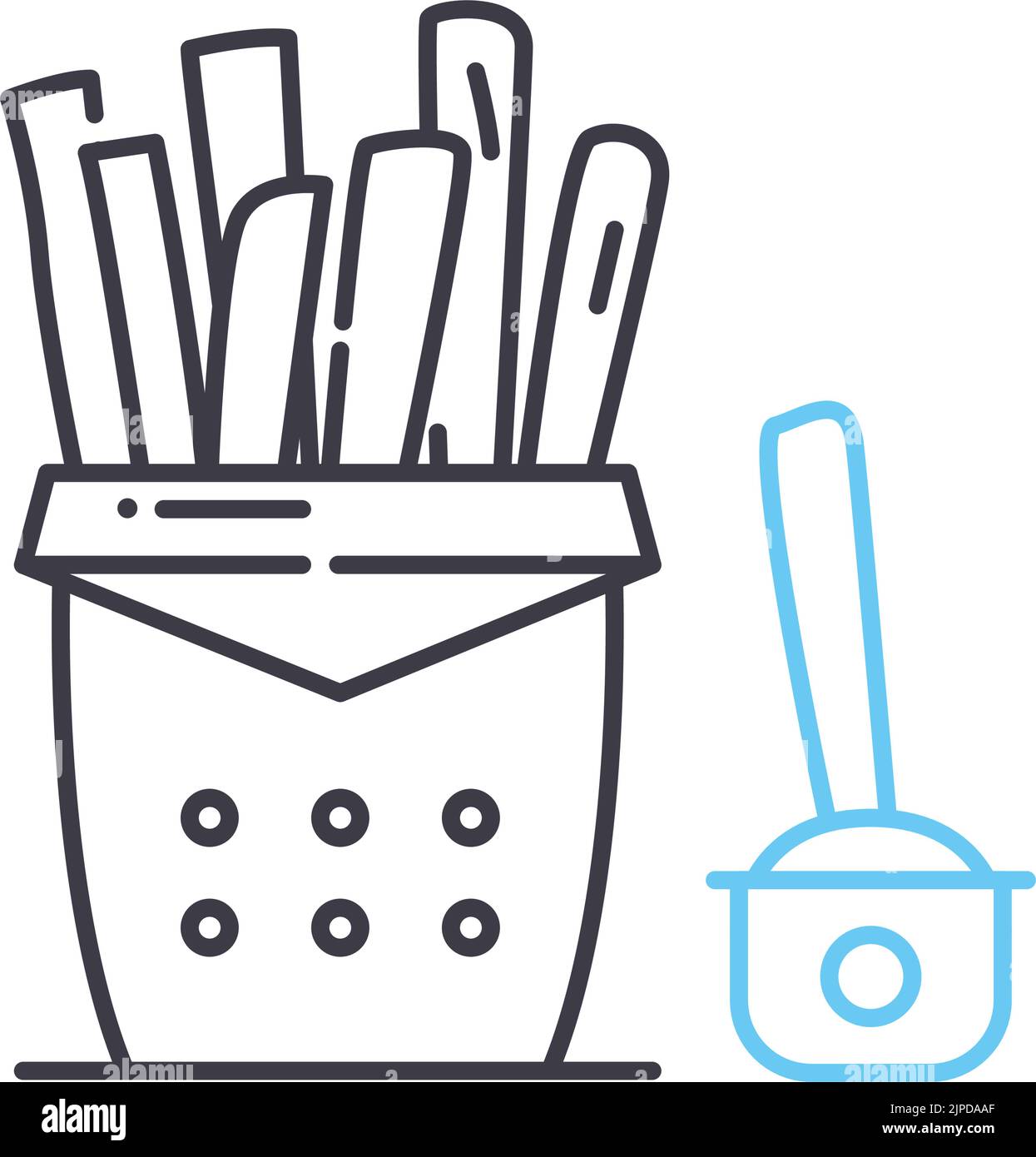 icône de ligne de frites, symbole de contour, illustration vectorielle, signe de concept Illustration de Vecteur