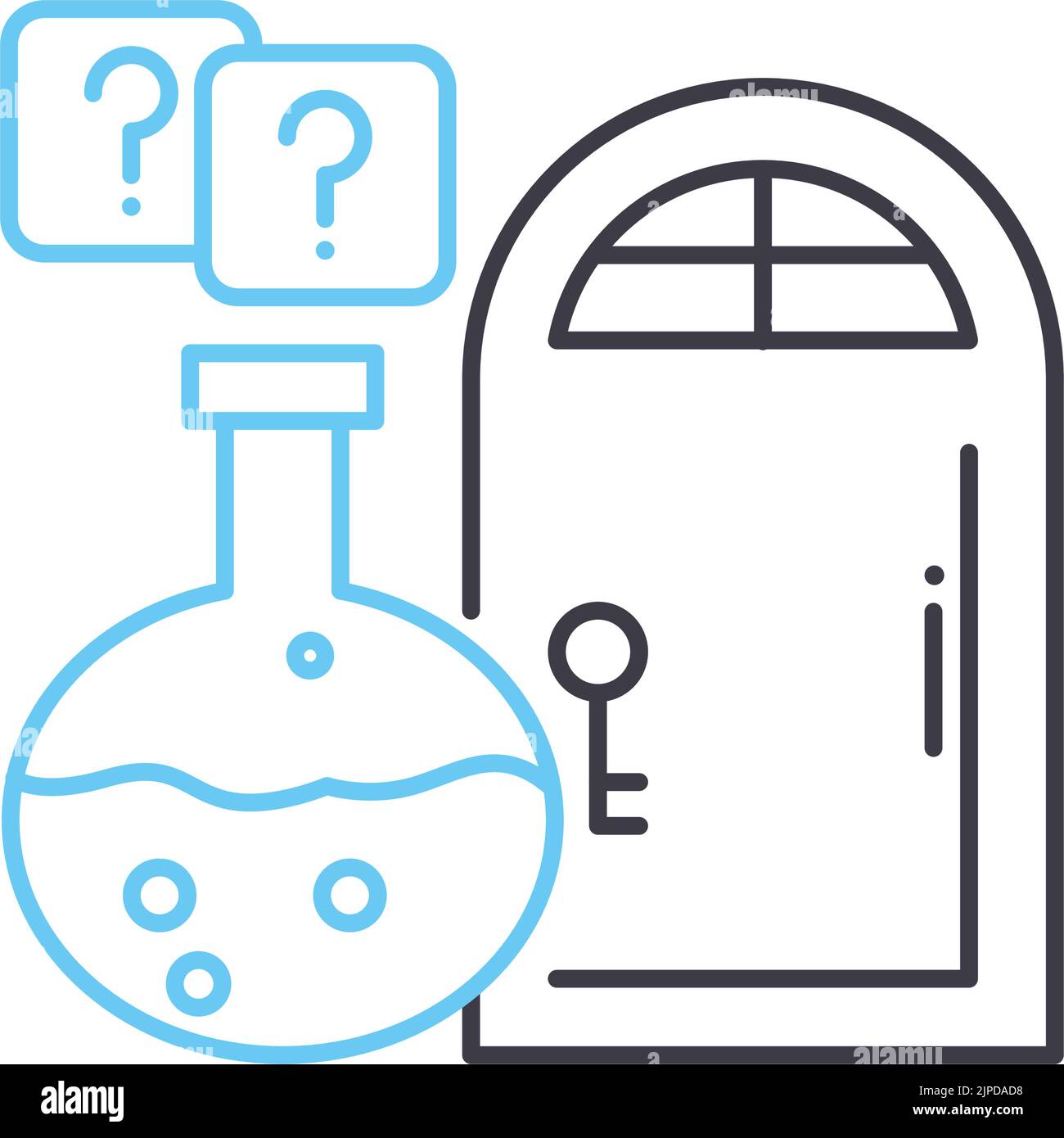 icône de ligne de quête, symbole de contour, illustration de vecteur, signe de concept Illustration de Vecteur