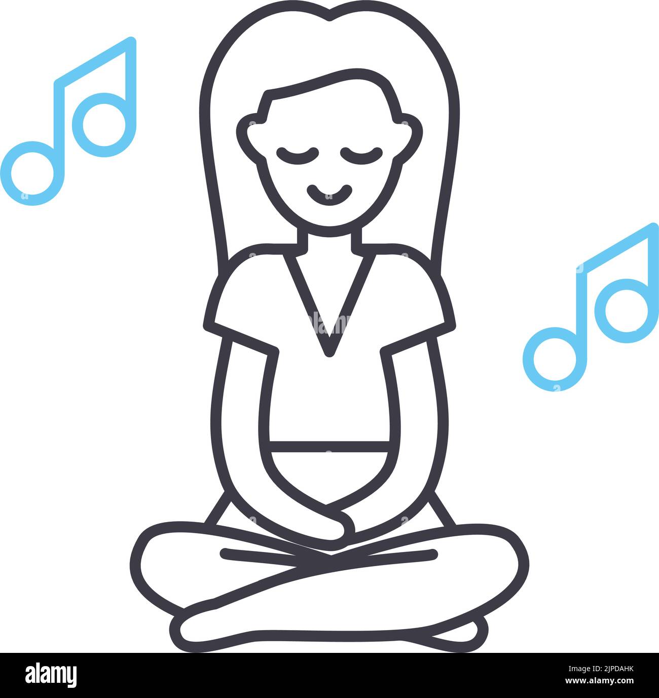 icône de ligne de musique de relaxation, symbole de contour, illustration vectorielle, signe de concept Illustration de Vecteur