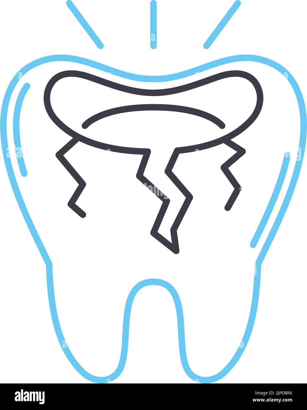 icône de la ligne de décroissance des dents, symbole de contour, illustration vectorielle, signe de concept Illustration de Vecteur