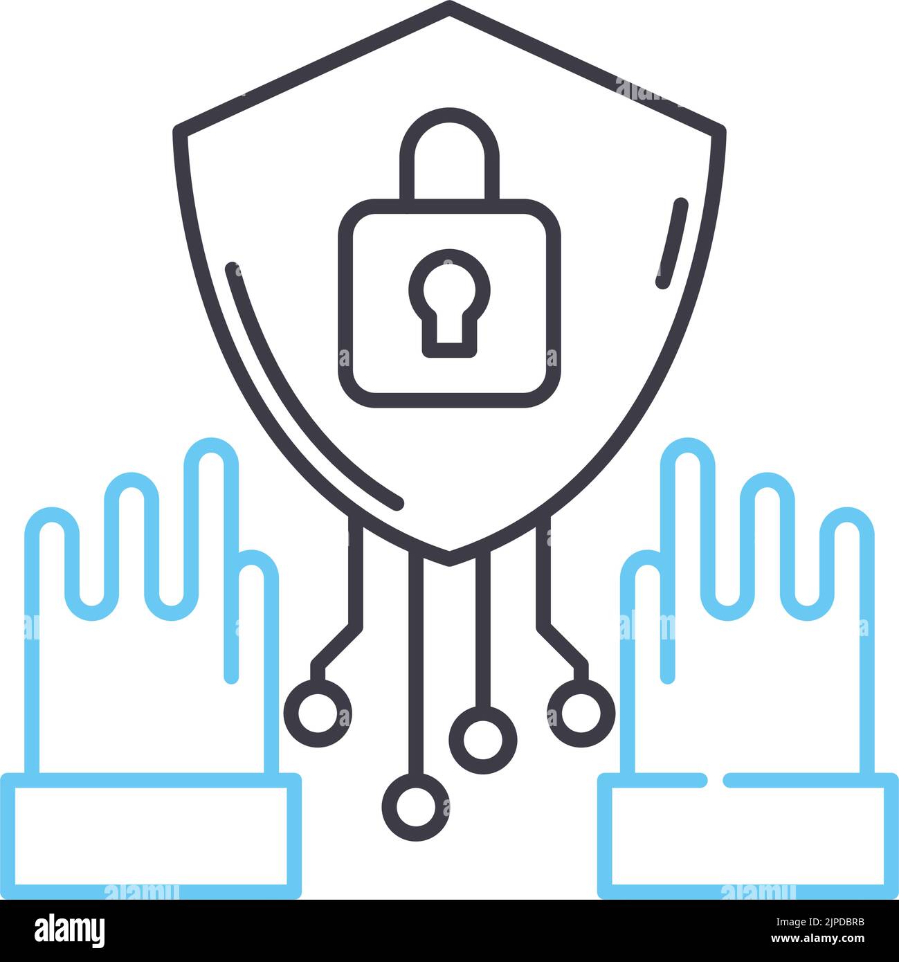 icône de ligne de technologie de piratage, symbole de contour, illustration vectorielle, signe de concept Illustration de Vecteur