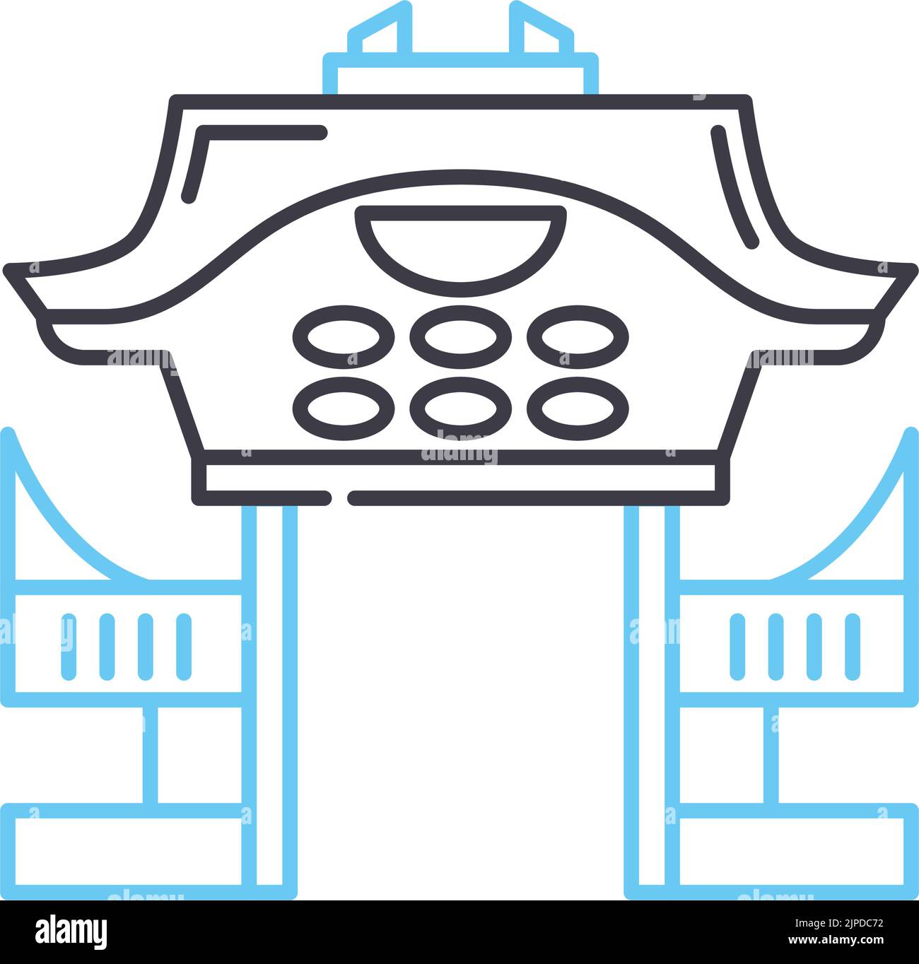 icône de la ligne du château d'osaka, symbole de contour, illustration vectorielle, signe de concept Illustration de Vecteur