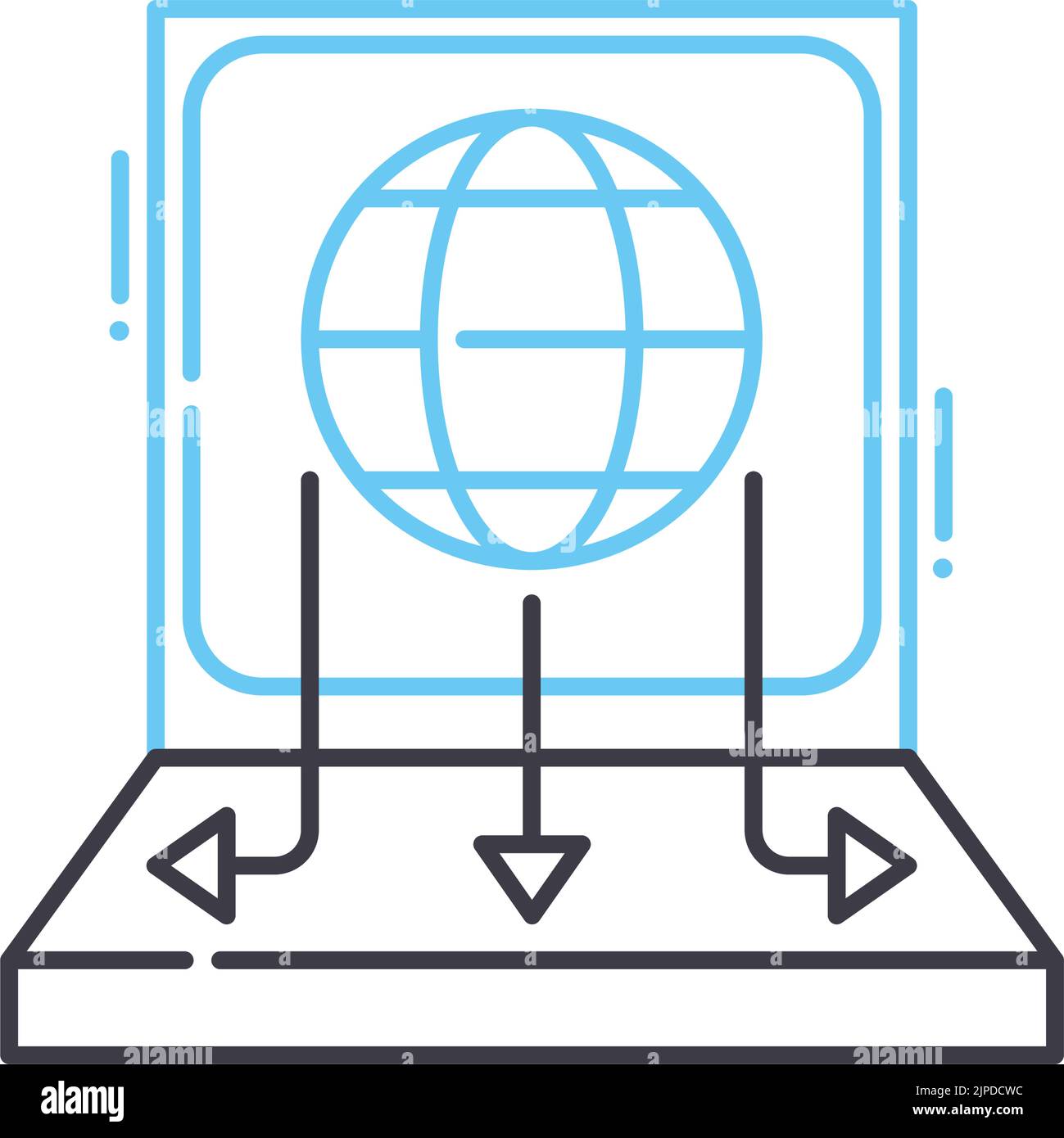 icône de ligne de réseau torrent, symbole de contour, illustration vectorielle, signe de concept Illustration de Vecteur