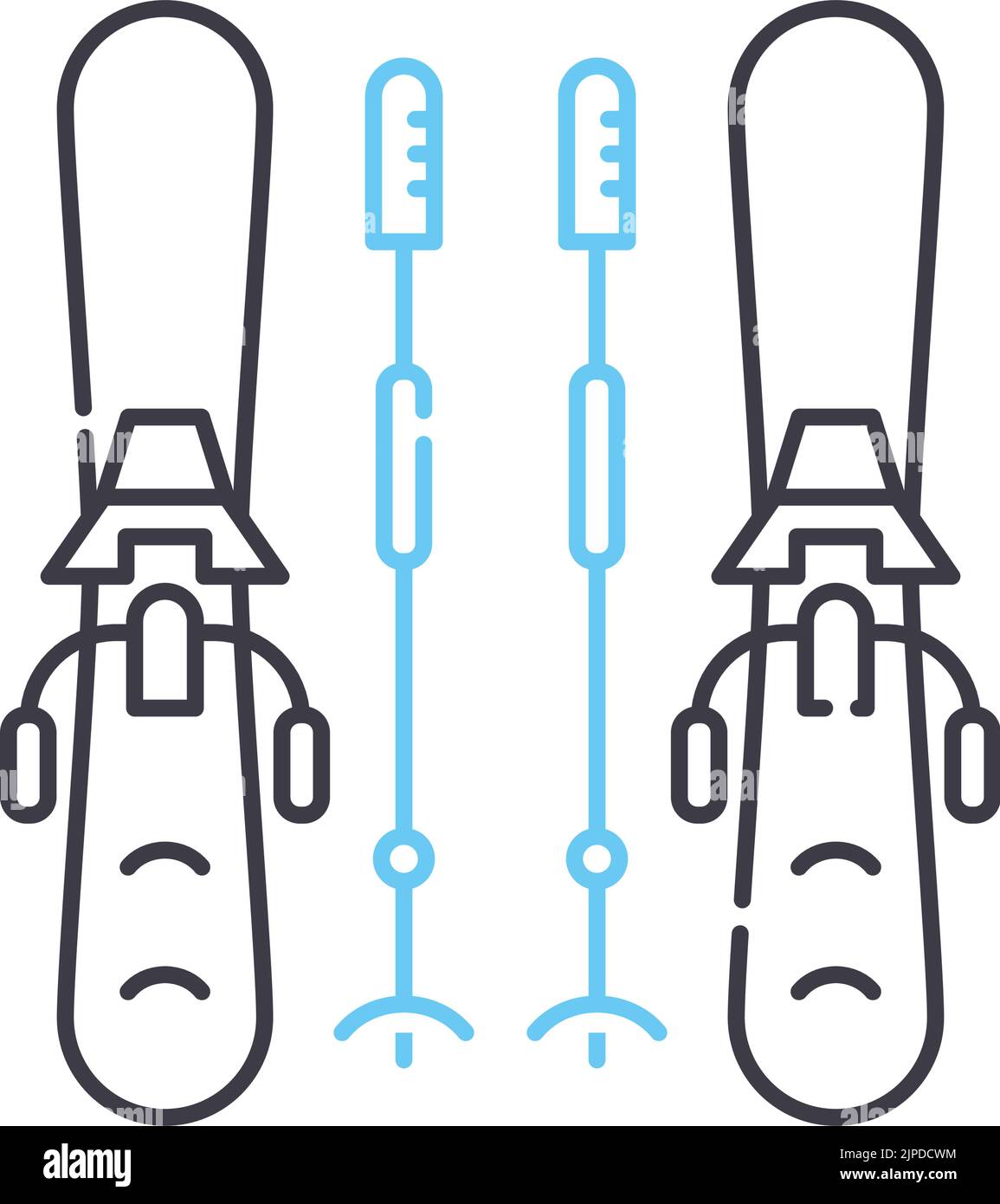 icône de la ligne de ski, symbole de contour, illustration vectorielle, signe de concept Illustration de Vecteur