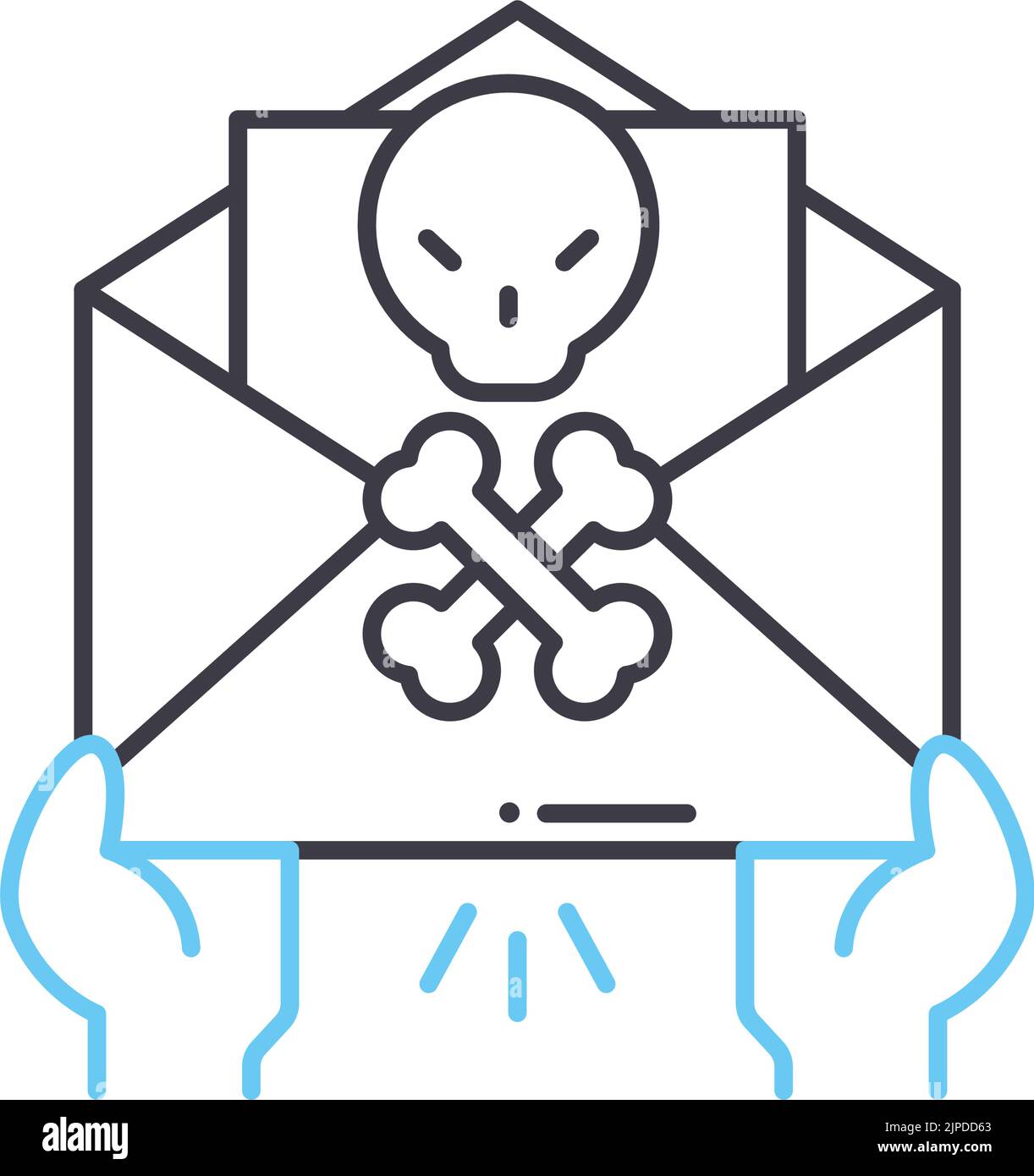 icône de ligne de spam, symbole de contour, illustration de vecteur, signe de concept Illustration de Vecteur