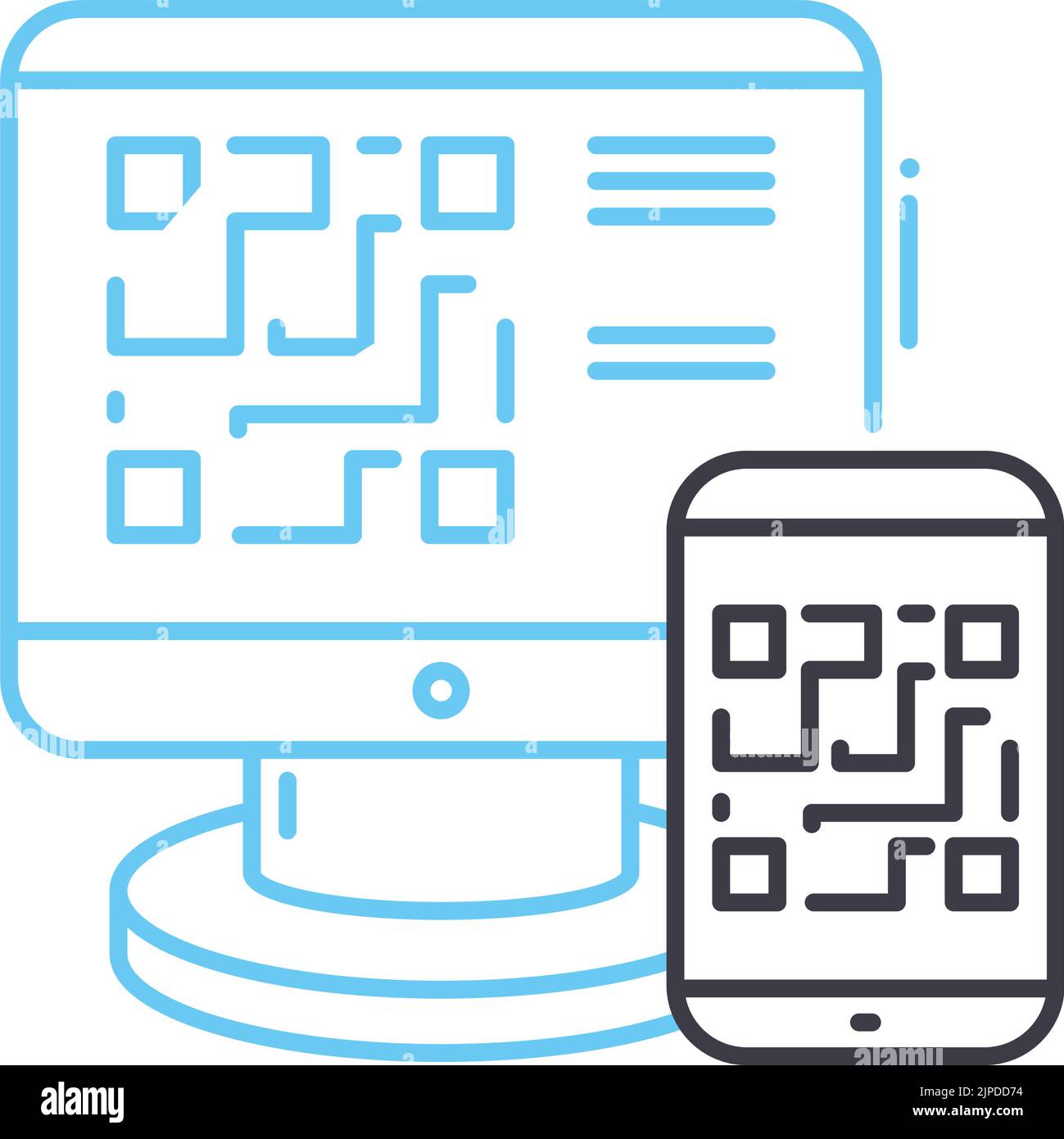 icône de ligne du lecteur de code qr, symbole de contour, illustration vectorielle, signe de concept Illustration de Vecteur