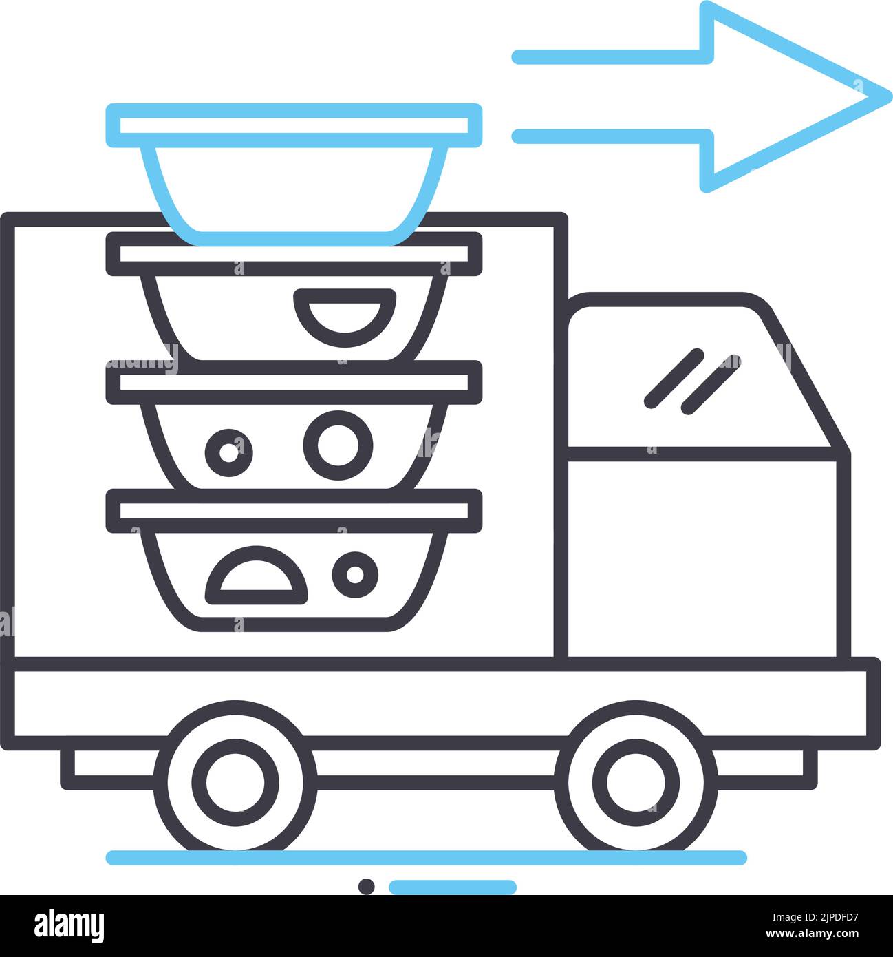 icône de ligne de livraison de repas, symbole de contour, illustration vectorielle, signe de concept Illustration de Vecteur