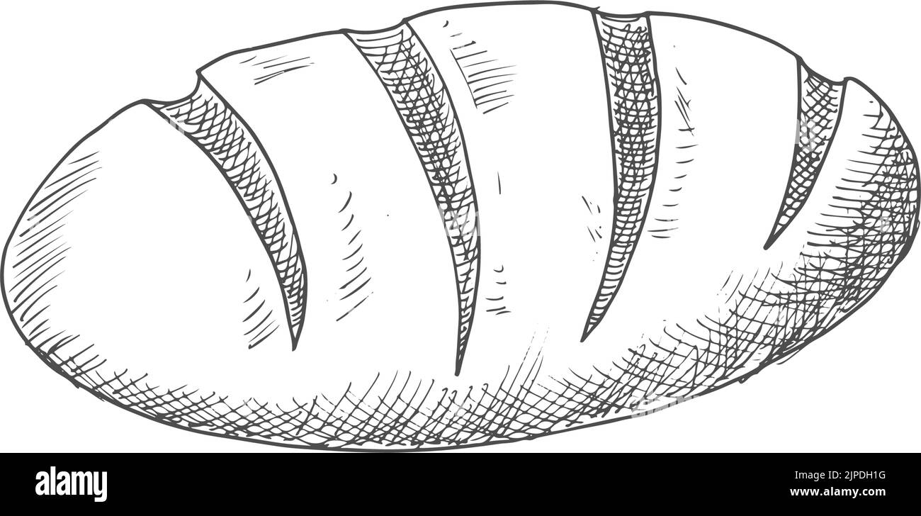 Pain de blé pain isolé dessin de produit de boulangerie. Pâtisserie vectorielle de pâte et de farine Illustration de Vecteur