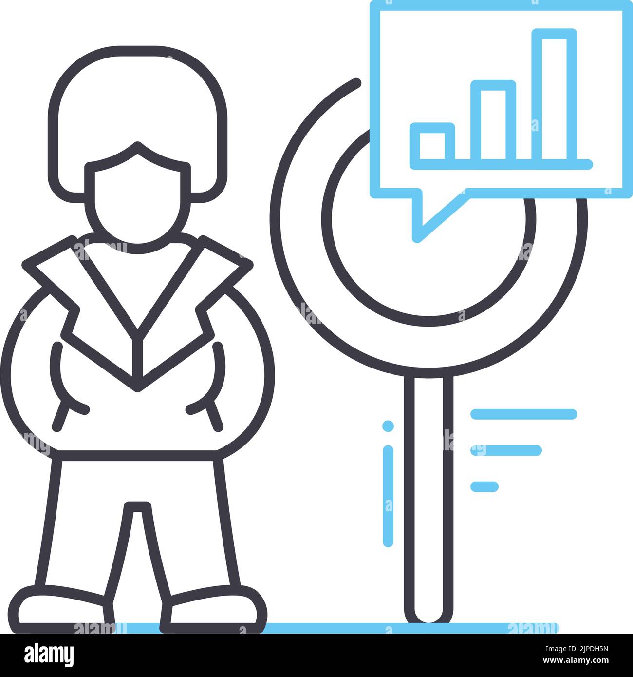 icône de ligne d'analyse des ressources humaines, symbole de contour, illustration vectorielle, signe de concept Illustration de Vecteur