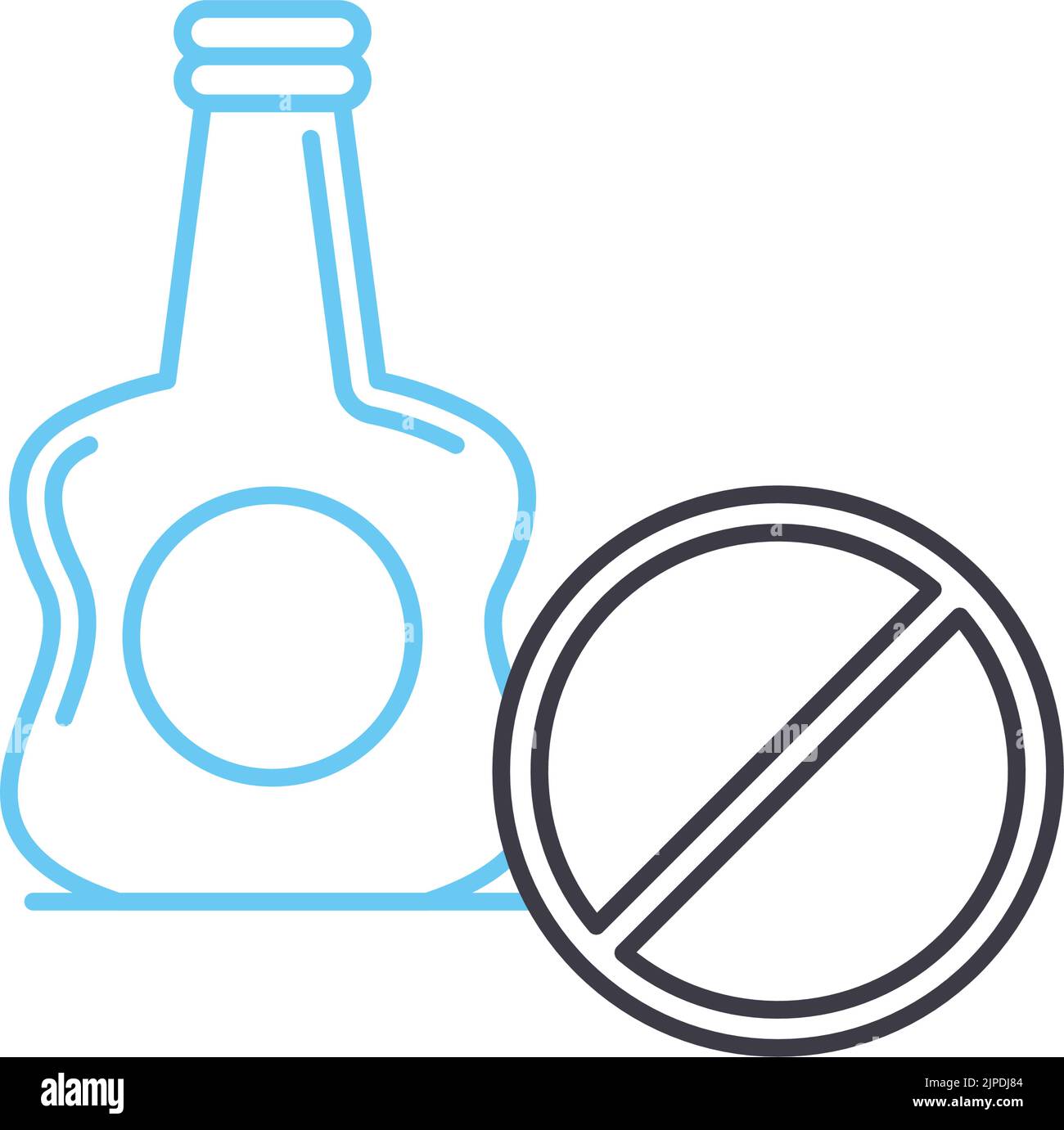 pas d'icône de ligne d'alcool, de symbole de contour, d'illustration vectorielle, de signe de concept Illustration de Vecteur