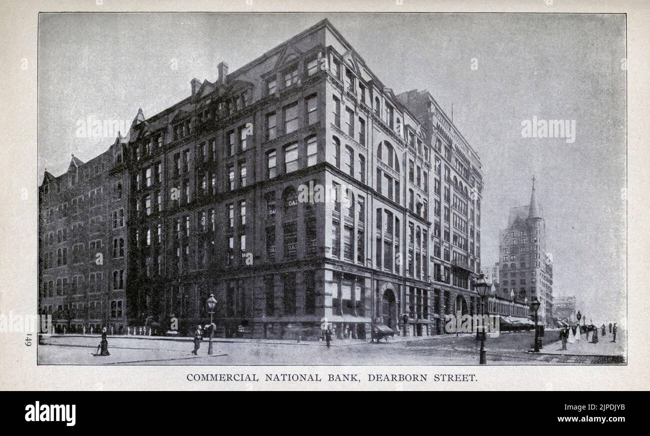 COMMERCIAL NATIONAL BANK, DEARBORN STREET du guide "pittoresque Chicago et guide de la foire mondiale" publié en 1893 Publisher Lennox Pub Co Banque D'Images