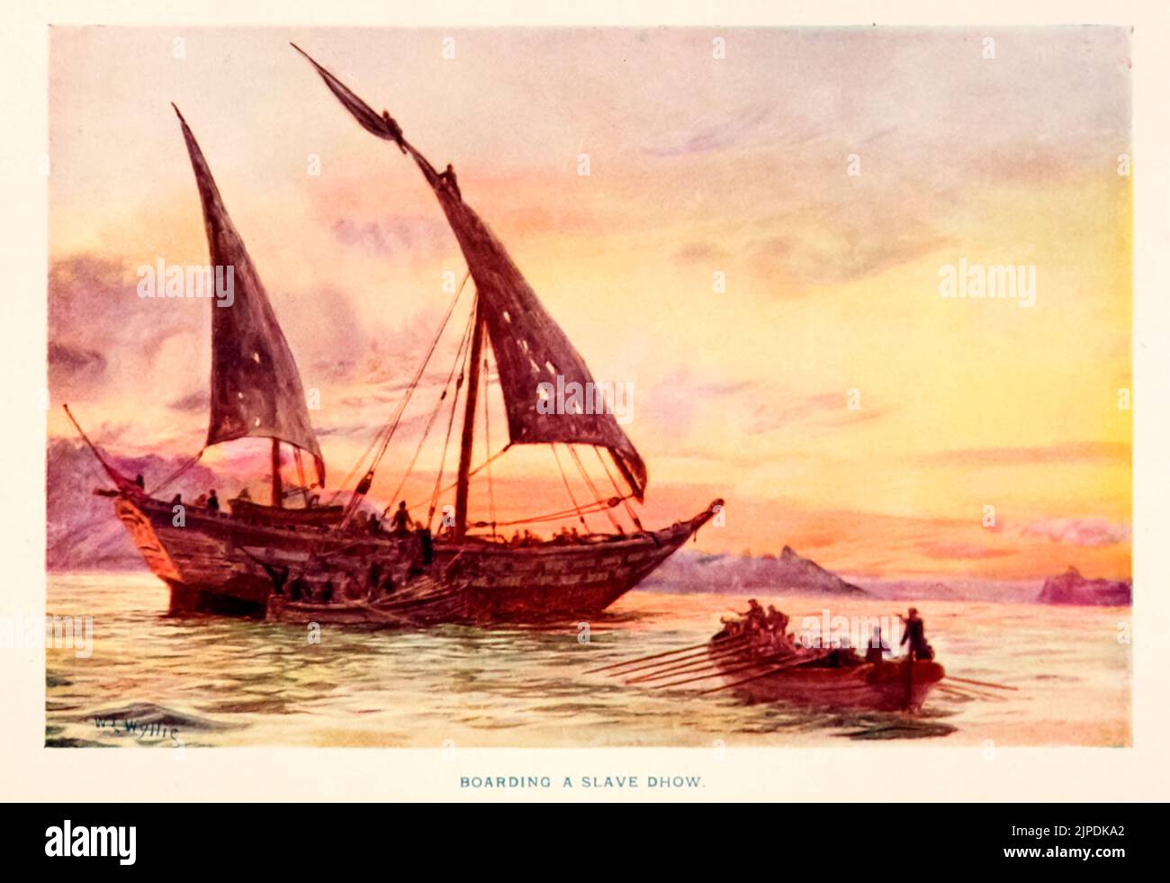 Embarquement d'un esclave Dhow, par William Lionel Wyllie Banque D'Images