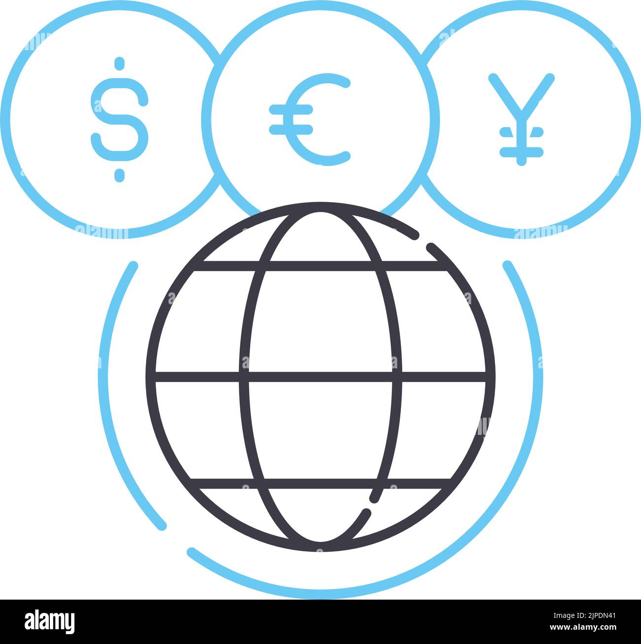 icône de ligne des marchés mondiaux, symbole de contour, illustration vectorielle, signe de concept Illustration de Vecteur
