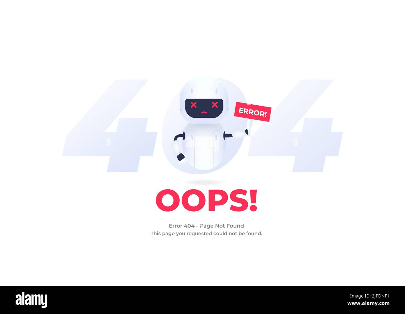 Caractère robot avec page erreur 404 introuvable. Maintenance du système. Illustration de Vecteur