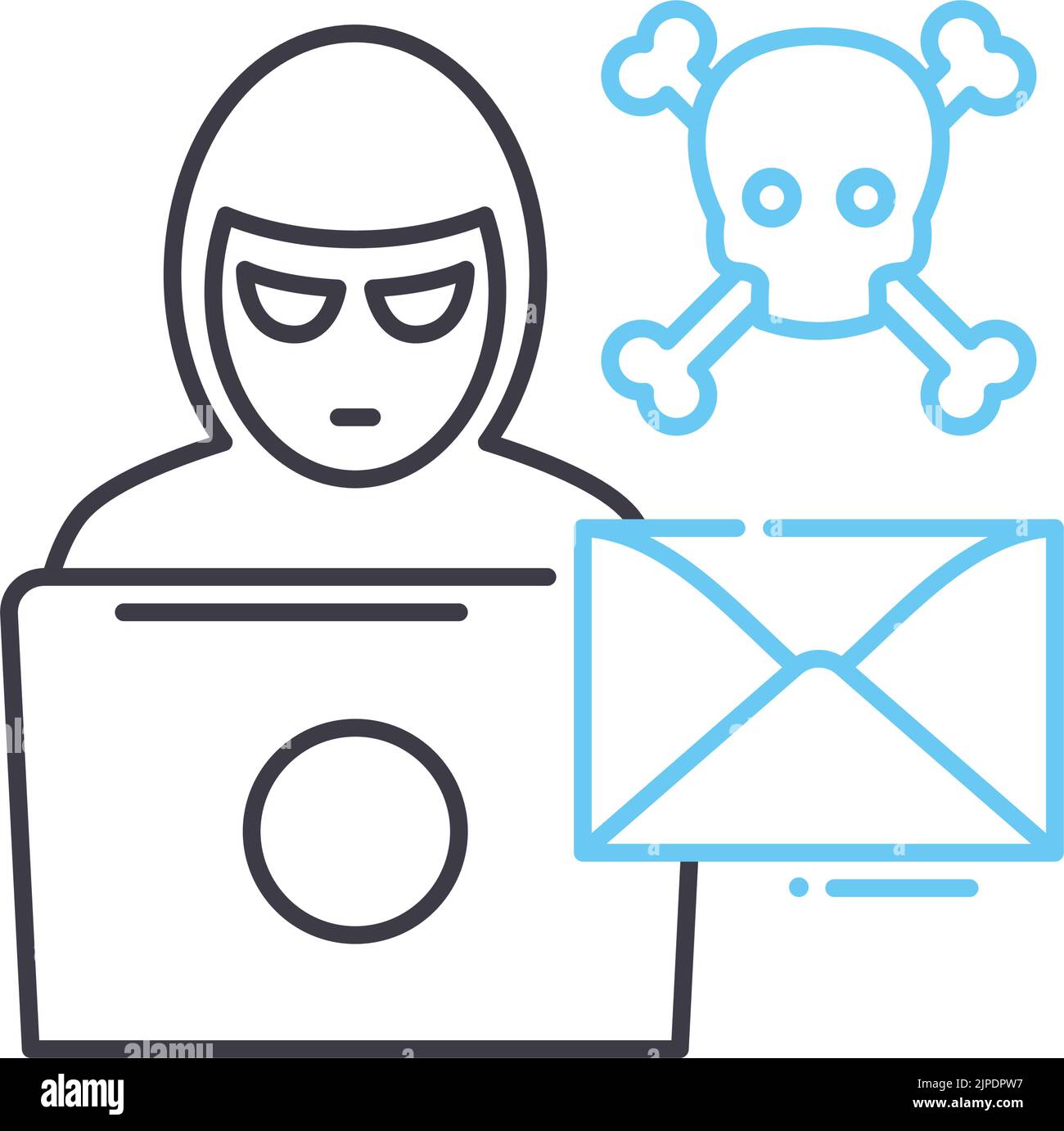 icône de ligne de piratage, symbole de contour, illustration de vecteur, signe de concept Illustration de Vecteur