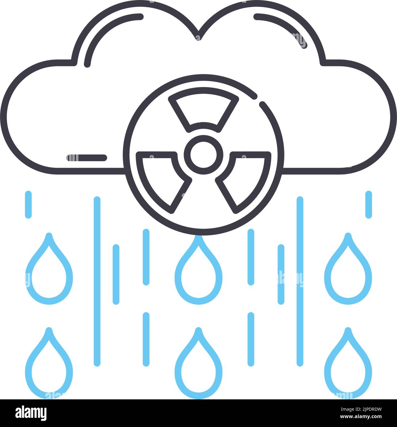 icône de la ligne de pluie nucléaire, symbole de contour, illustration ...