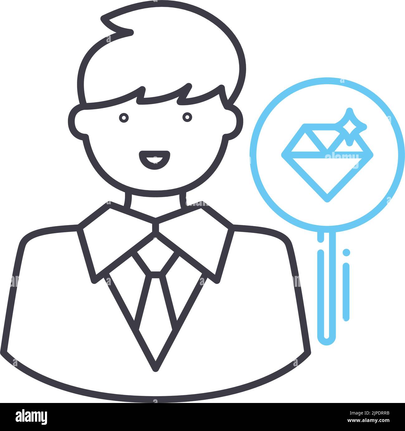 icône de ligne de pawnbroker, symbole de contour, illustration vectorielle, signe de concept Illustration de Vecteur