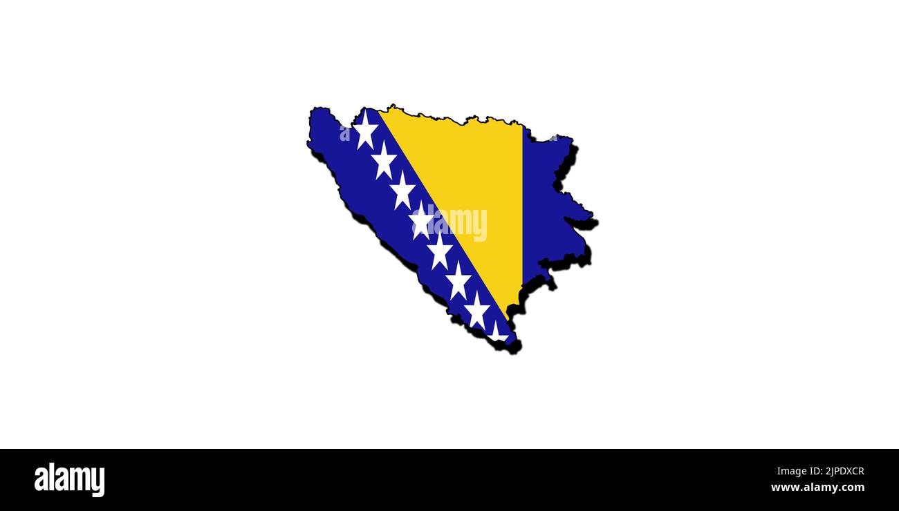 Silhouette de la carte de Bosnie avec son drapeau Banque D'Images