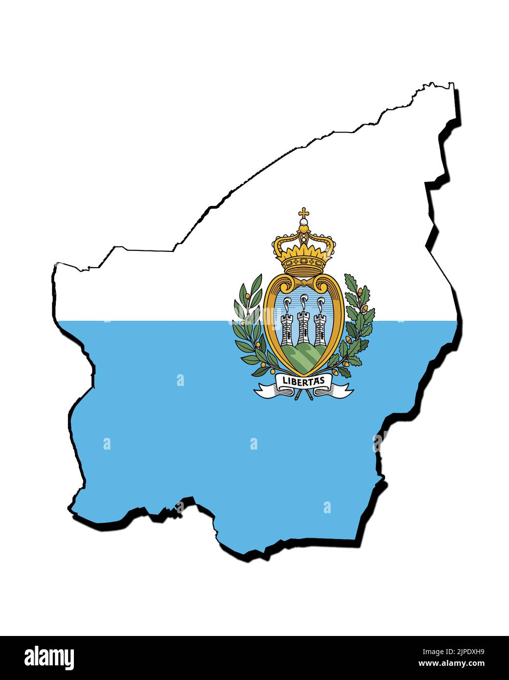 Silhouette de la carte de Saint-Marin avec son drapeau Banque D'Images